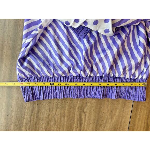 VTG 80s RAFAEL Lightweight Poly 3/4 Sleeve Shoulder Pad Top Blouse Colorful L - Picture 16 of 16